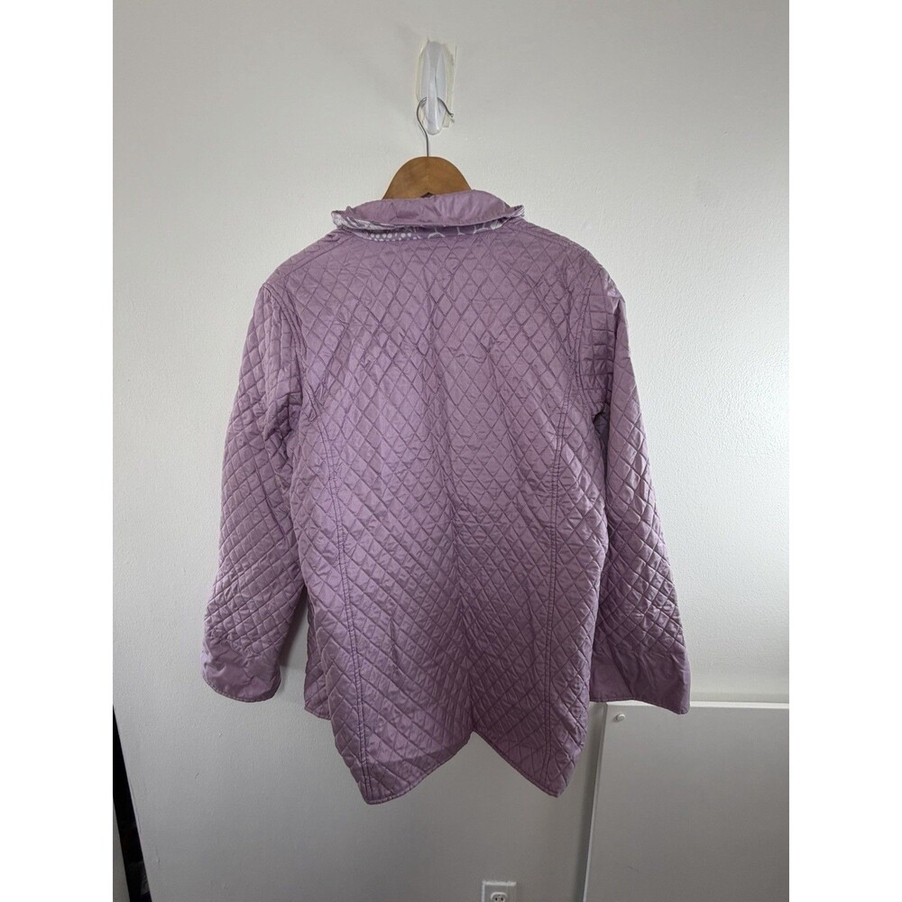 Dennis Basso 100% Silk Quilted Jacket Womens M Purple Toggle Coat - Picture 2 of 11